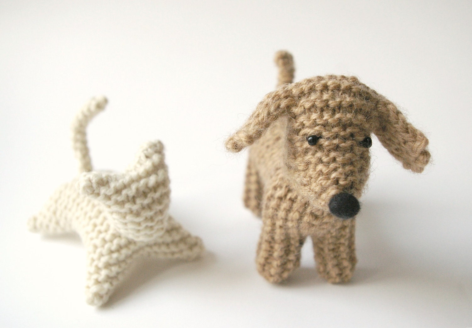 Knitted toy dog REX / made to order