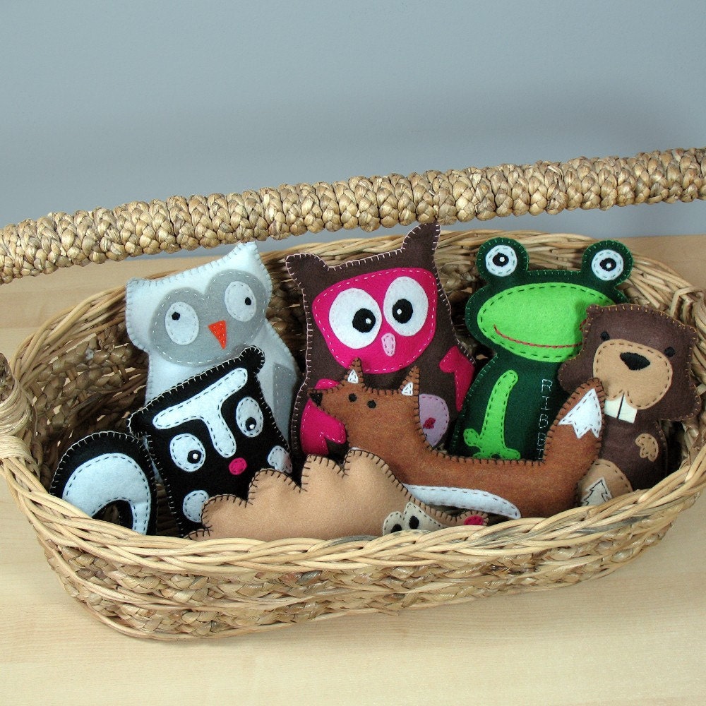 Woodland Forest Stuffed Animal Sewing PATTERN - PICK 1 - Sew by Hand Plush Felt Stuffed Animal PDF - Easy to Make