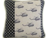 echino Kids Size Pillow Cover - Helicopter in Black
