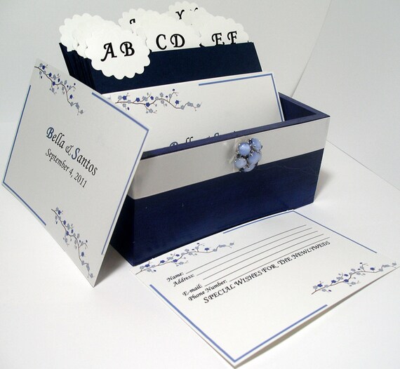 La Boîte de Livre d'Invité au mariage de coutume & les Cartes - le Bleu et le Blanc