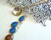 Vintage Sterling Silver Spoon Brooch Australian Boulder Opal Moonstone