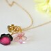 OOAK Exotic Gemstone Flower Necklace Watermelon Tourmaline Pink Topaz Gold Filled