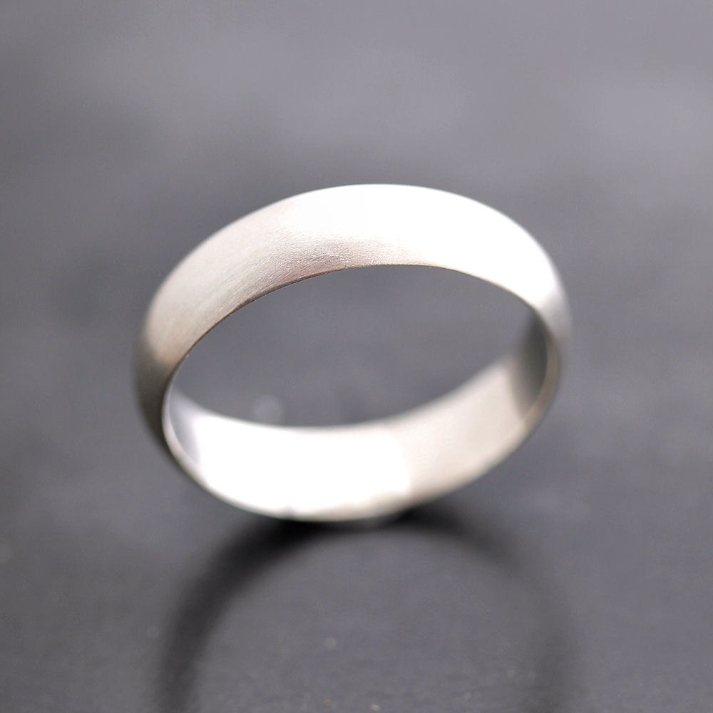 Men's Wedding Band, Matte 5mm Unisex Recycled Metal Argentium Sterling Silver Ring Men's Ring - Made in Your Size