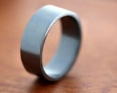 Men's Silver Wedding Band, 8mm Wide, Simple Flat Band Recycled Argentium Oxidized Sterling Silver Ring - Made in Your Size