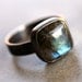 Labradorite Ring, Blue Flash Labradorite Oxidized Recycled Argentium Sterling Silver Ring - Size 9 is Ready to Ship - Eye Of The Storm