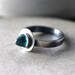 Green Topaz Bullet Ring, Faceted Teal Blue Green Stone Oxidized Sterling Silver Ring Metalsmithed Topaz Jewelry - Size 6