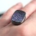 Purple Druzy Ring, Violet Purple Drusy Oxidized Argentium Sterling Silver Ring - Druzy Jewelry - Ready to Ship in US Size 5.5 - Peacock