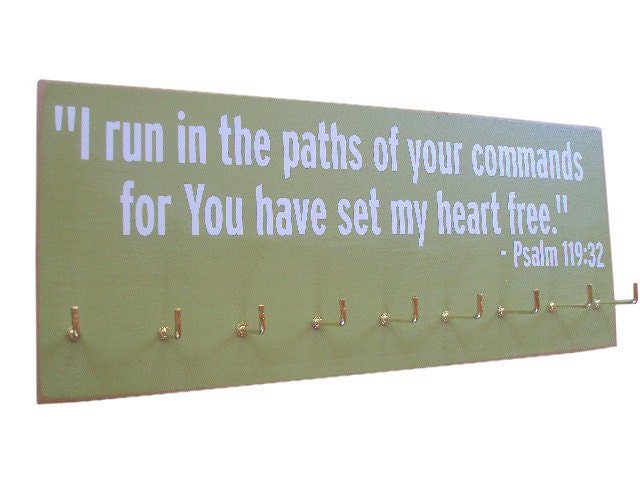 Running Medals display Rack / inspirational bible verse