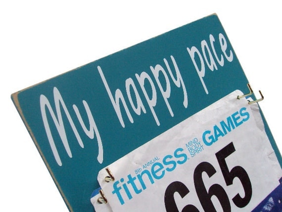 Running bibs holder: My happy pace