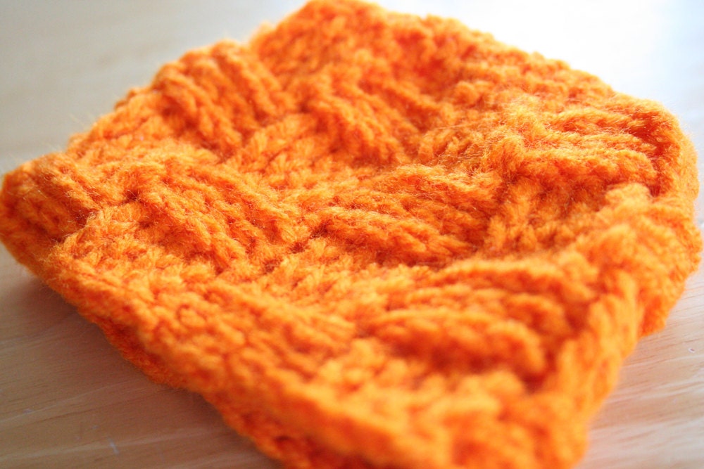 Preemie sized basketweave hat - orange - Preemie Photo Prop - READY TO SHIP