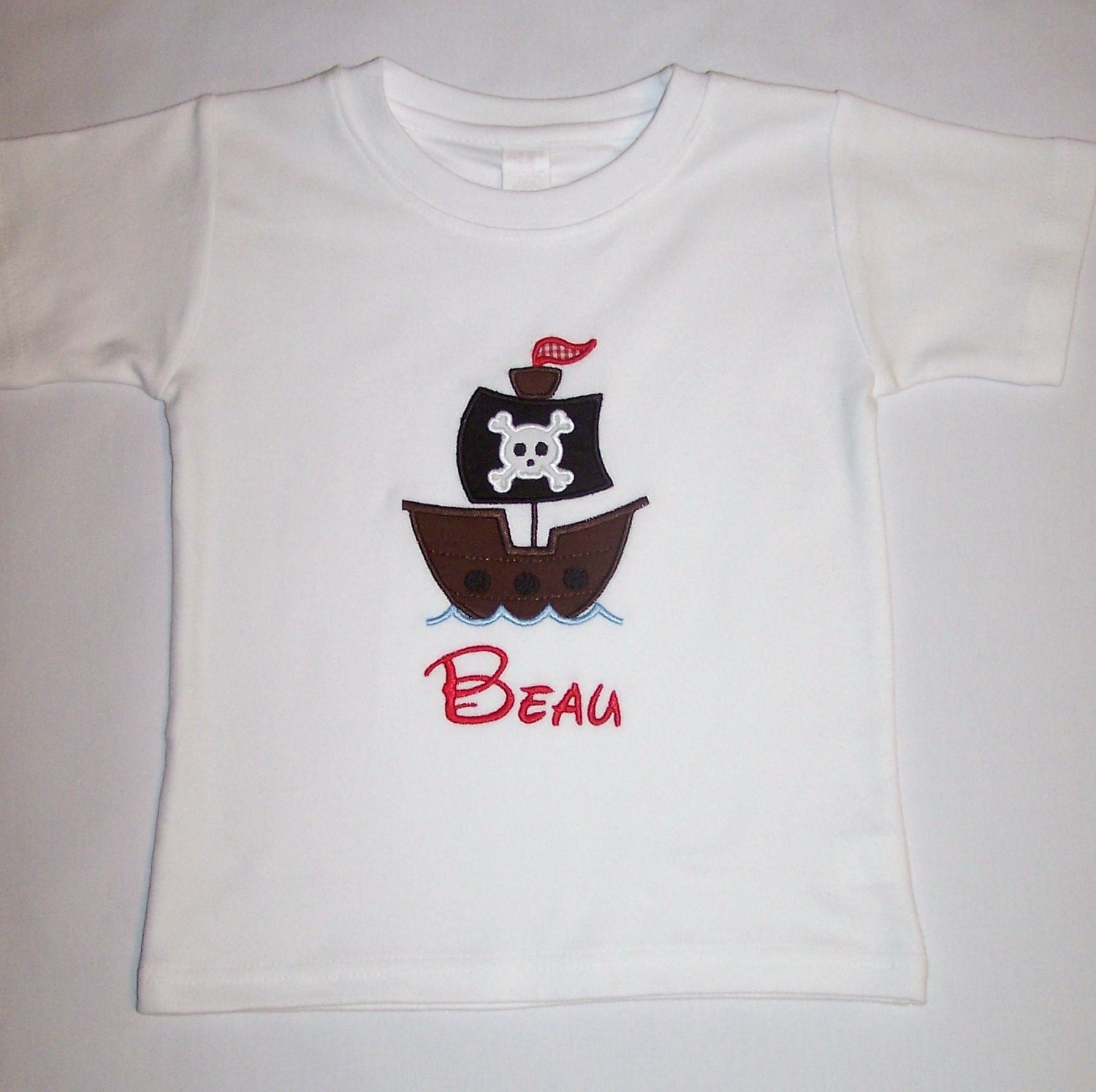 Custom Boutique Clothing Boys CUTE Pirate Ship Shirt or Oneies, Size 0-3mos - 6y