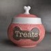 Dog Treat Jar Made To Order "Treats" Pink Squares Treat Jar by Symmetrical Pottery