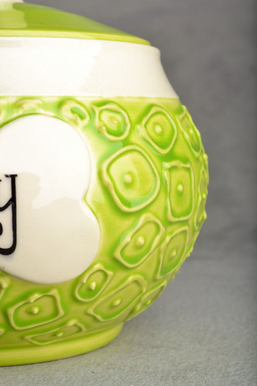 Dog Treat Jar: Hip To Be Squares Treat Jar by Symmetrical Pottery Made To Order