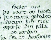 Lord's Prayer calligraphy in Old English, 11th century, 8.5"x11"