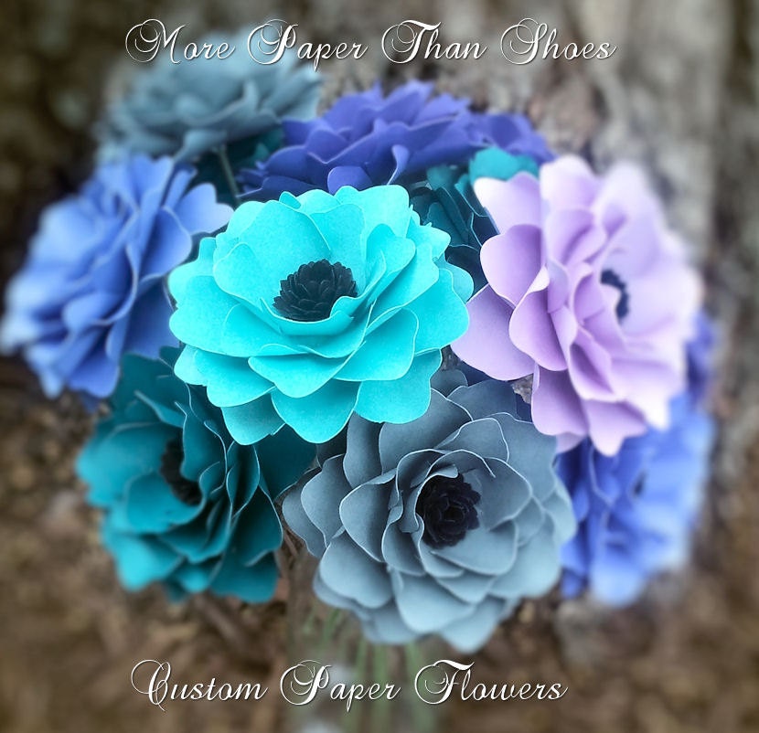 Paper Flowers - Handmade - Stemmed - Custom Orders - Wide Variety Of Colors - Wedding - Birthday - Special Events - Set of 10