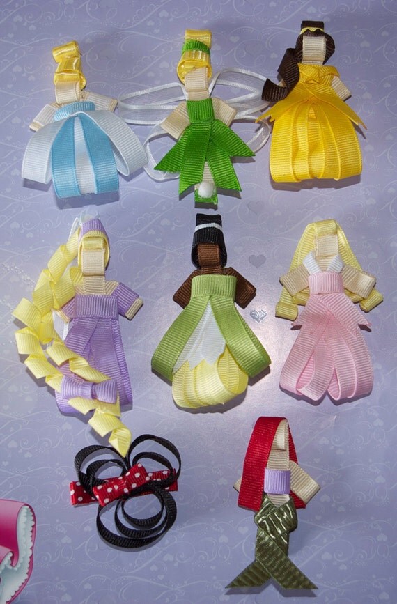 Disney Princess and Characters , Leia, and Yoda ribbon clips