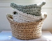 Burlap Basket Three Piece Gift Set, Oversized for Decorative Storage, Laundry, Paper Recycling.  Custom Colors