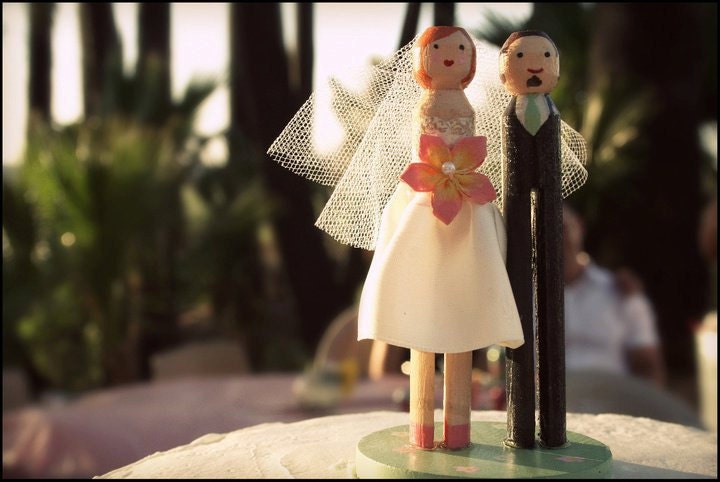 Custom Clothespin Wedding Cake Topper