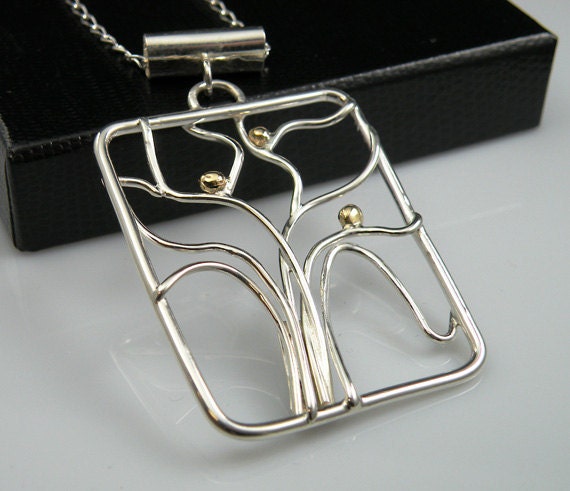 Sterling and 14K Gold Tree Pendant