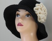 Rosetta Ladies Brimmed Winter Hat Crochet Pattern with Wide Brim PDF 068