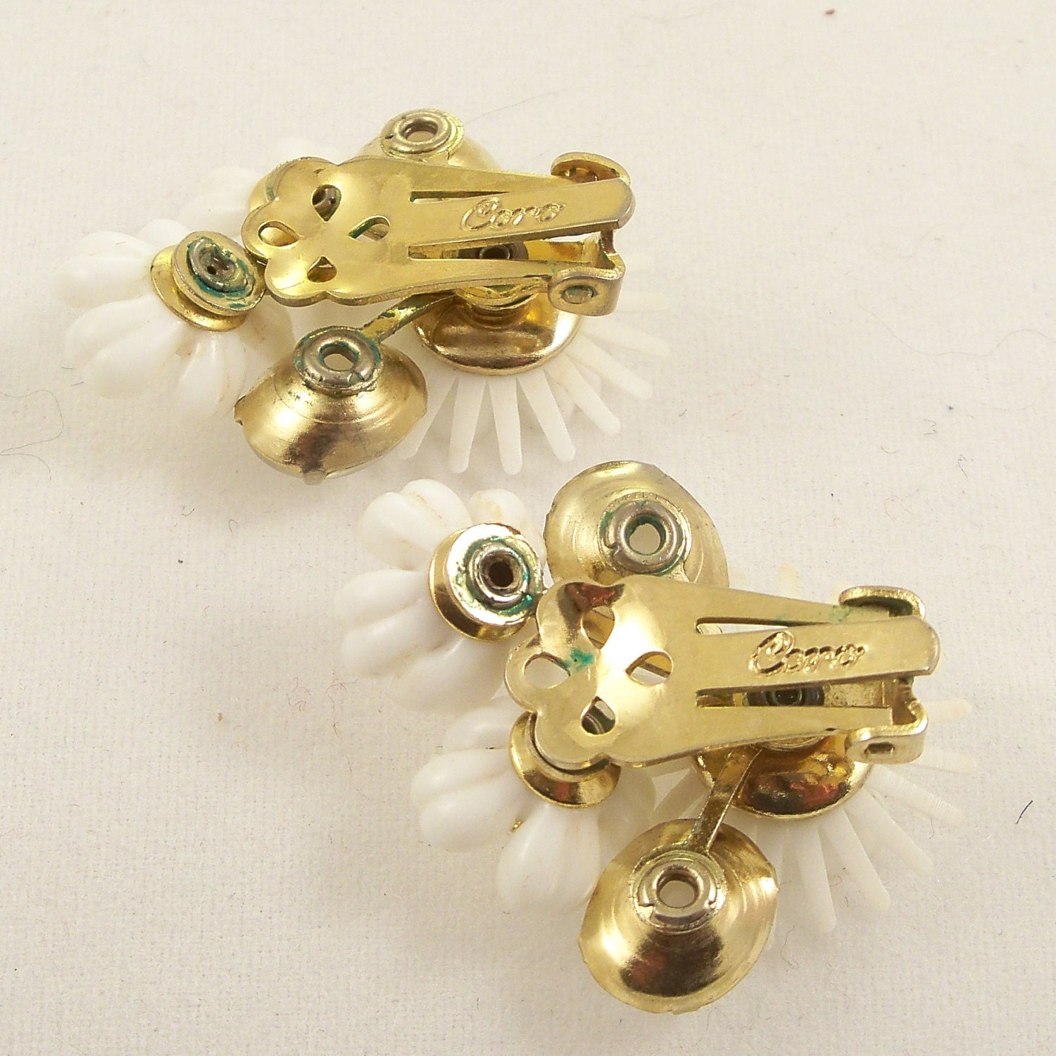 Vintage 1960s Earrings Mad Men Rhinestone Coro Flowers Clip Ons