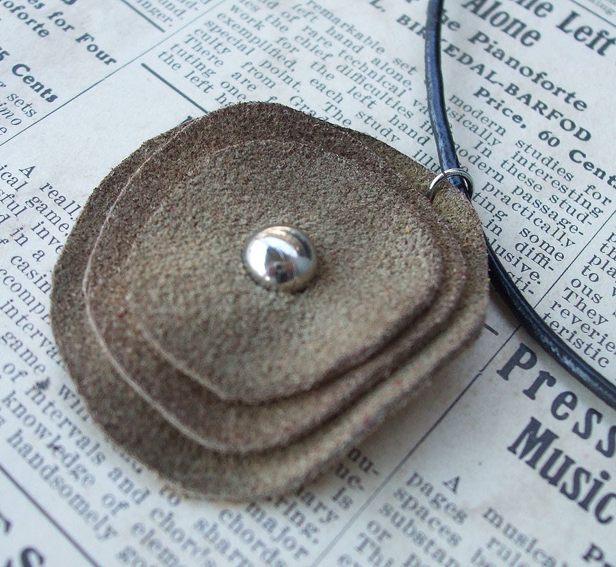 Khaki Leather Bloom - Pretty leather poppy or rose with antique look. Made to order.