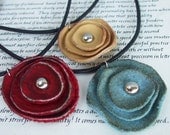 CHOOSE A COLOR bloom necklace. Pretty leather poppy or rose. Made to order. SAVE 25 PERCENT with 3 or more