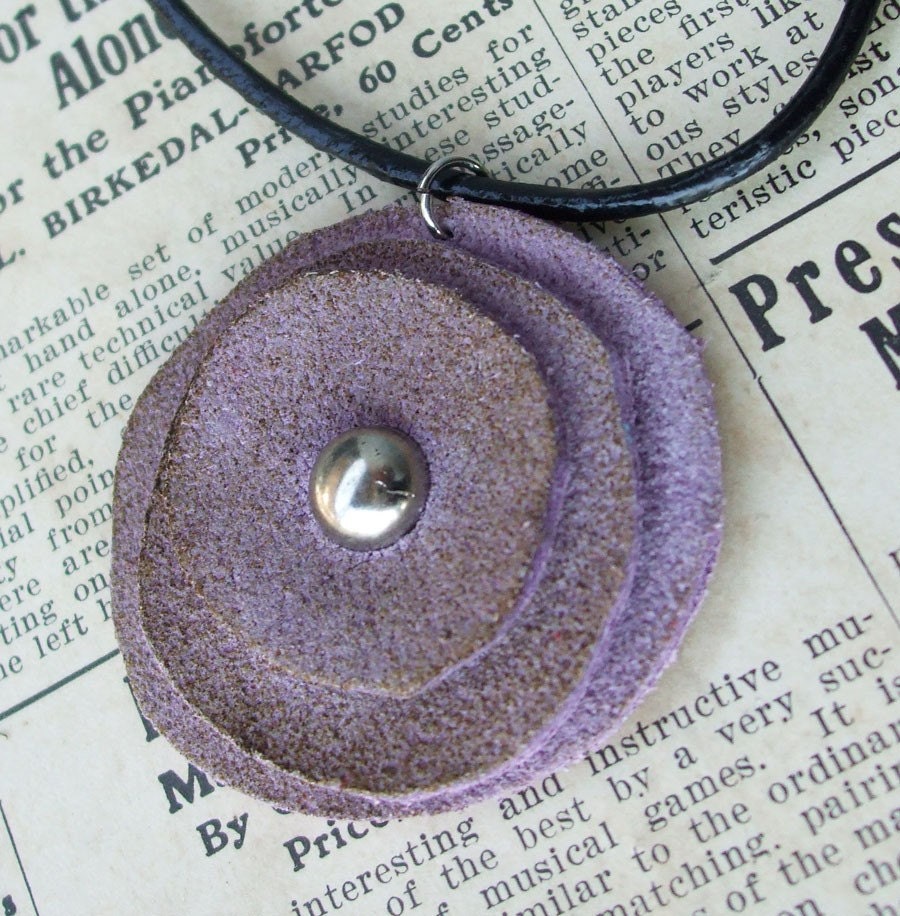 Lavendar Leather Bloom - pretty poppy or rose flower in suede. Made to order.