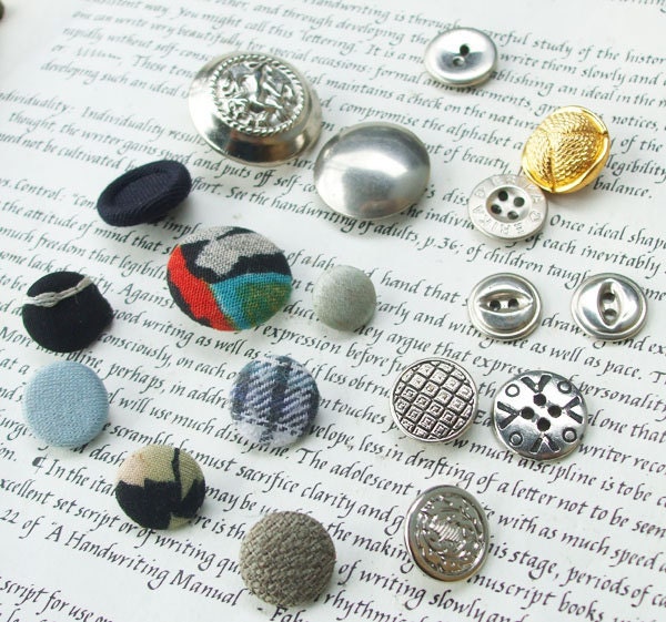 mix lot metal cloth buttons - DESTASH  - vintage supplies
