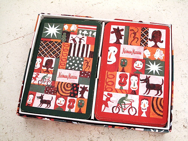 Neiman Marcus Piatnik Illustrated Collectible Playing Cards Set Austria Bridge Poker