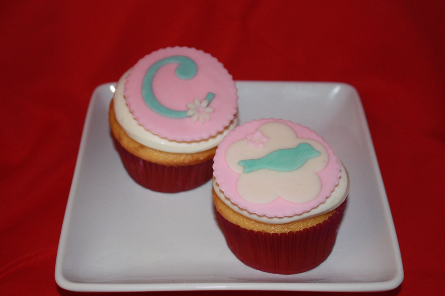 Sweet Tweet Monogram Fondant Cupcake Cookie Topper Il_570xn