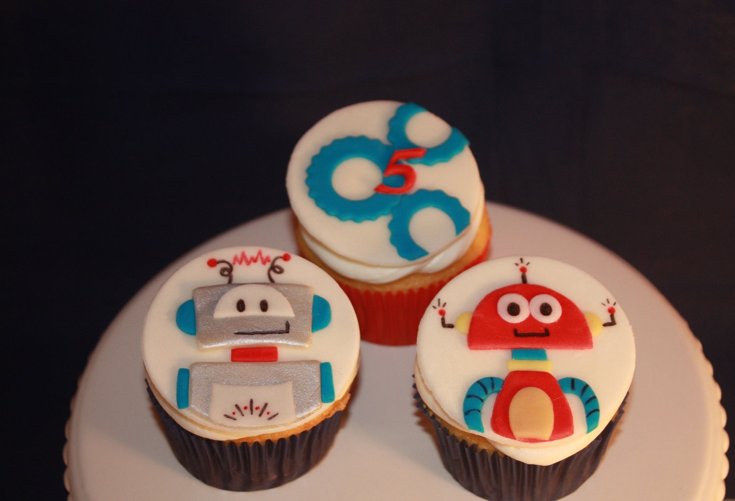 Robot Theme Fondant Cupcake Toppers Il_570xn