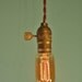 Vintage Minimalist Industrial Bare Bulb Light Sockets - Pendant Lamp, Brown Cloth Cord