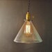 Vintage Industrial Hanging Light with Glass Cone Shade - Machine Age Minimalist Bare Bulb Pendant Lamp