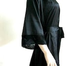 Silk Satin Kimono Robe in Lace