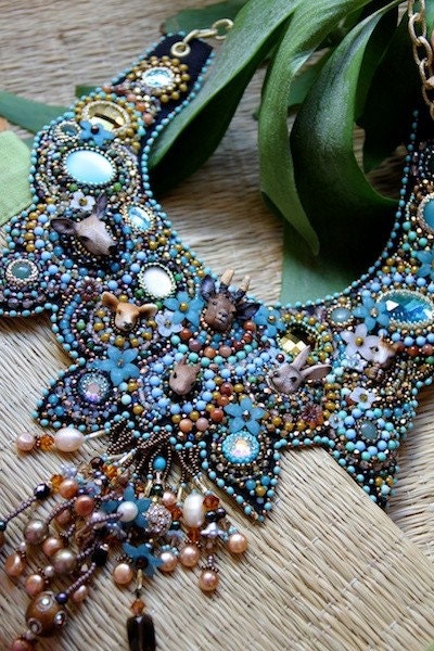 Little creatures of the wood beaded collar.