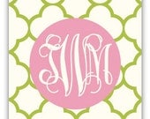 drink koozie - reverse clover pattern with monogram