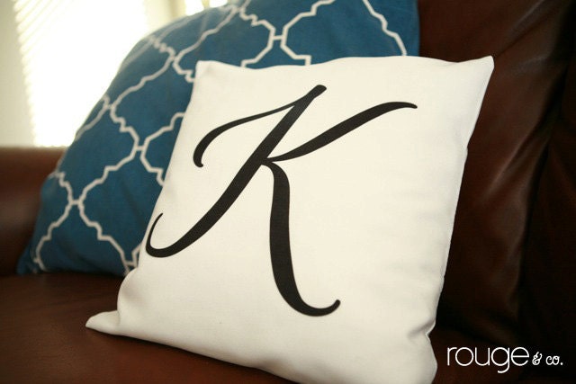 monogrammed pillow cover - customize font style and ink color