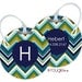 round luggage tags in CHEVRON pattern with custom monogram - set of 2