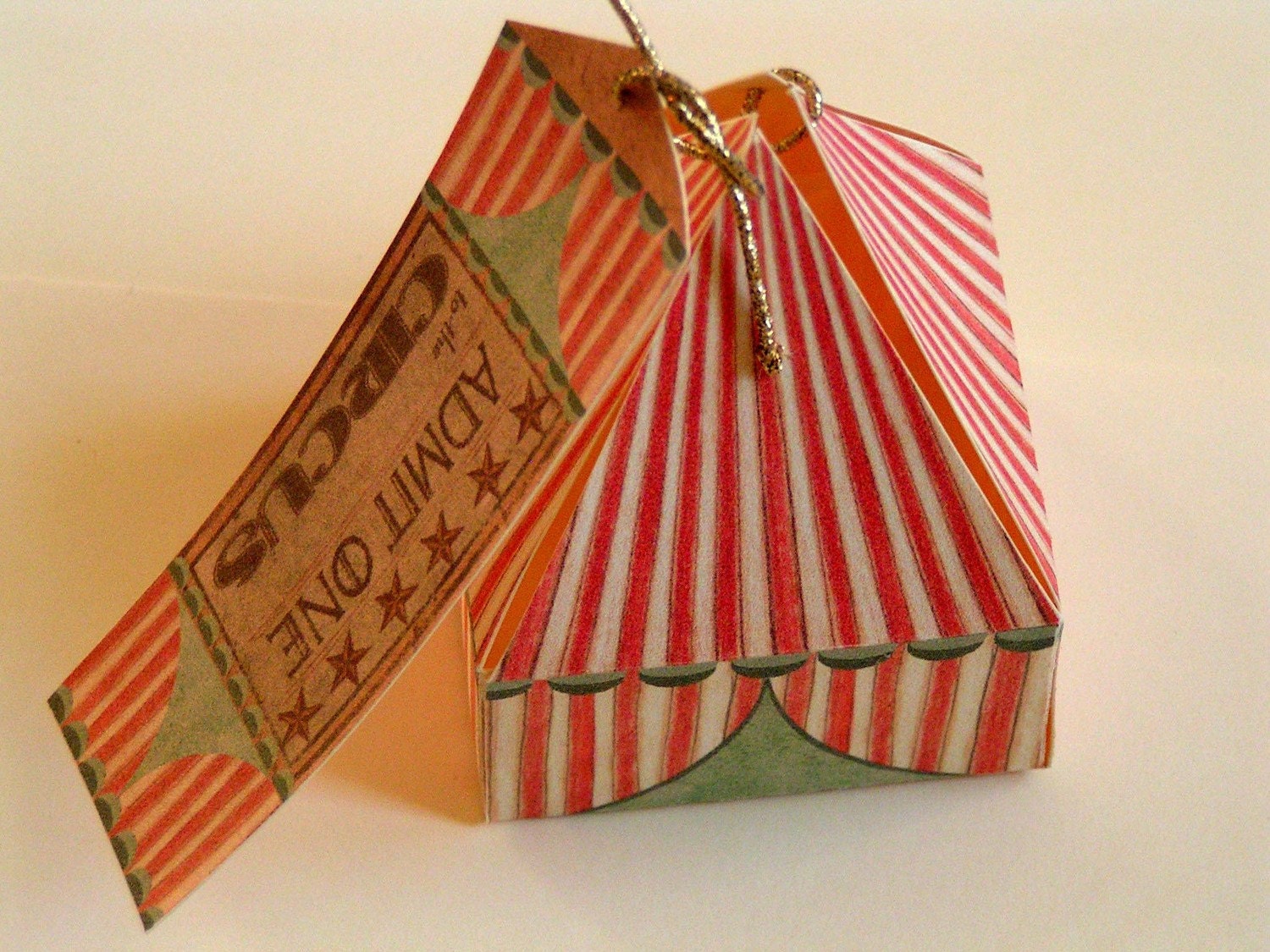 2 Circus tent gift boxes with tags