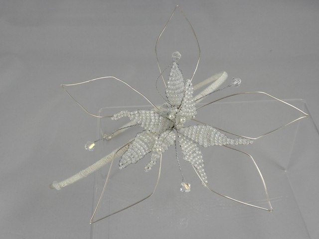 Bridal beaded flower tiara hair band wedding accessory