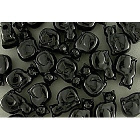 Black Opaque Plastic Beads shaped like Cats decoration, jewelry, xmas