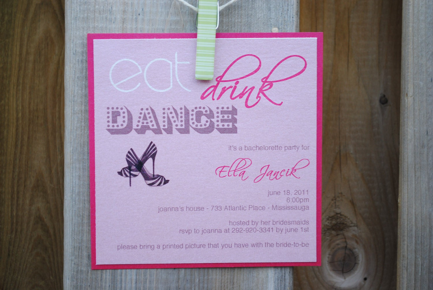 Eat, drink, dance - bachelorette invitation - digital file