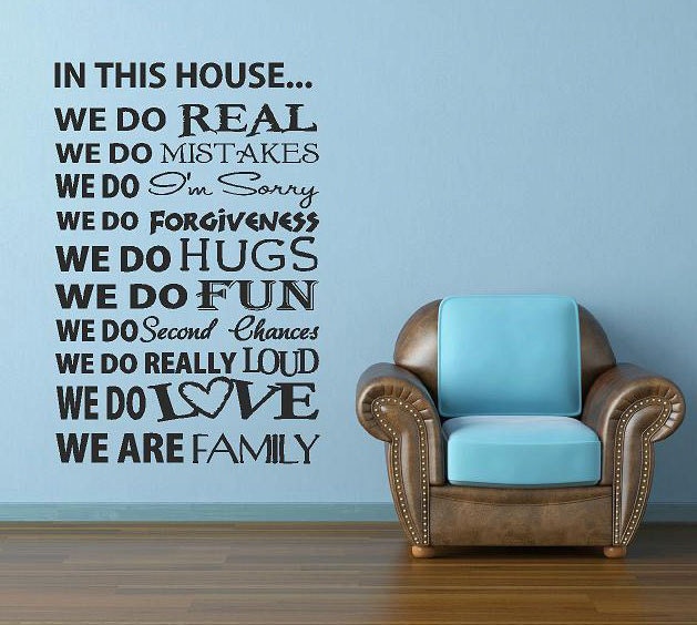In This House - 15 X 23 Vinyl Lettering custom removable decal  family wall  art words graphics Home decor itswritteninvinyl