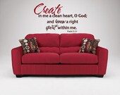 Psalm 51:10 Bible verse Vinyl Lettering wall art words graphics Home decor itswritteninvinyl