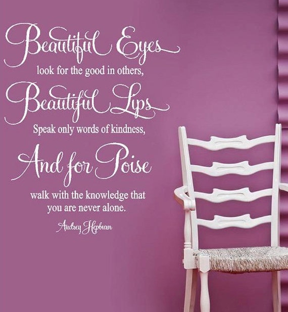 Audrey Hepburn- For Beautiful Eyes- Vinyl Lettering wall art words quotes graphics decals Art Home decor itswritteninvinyl