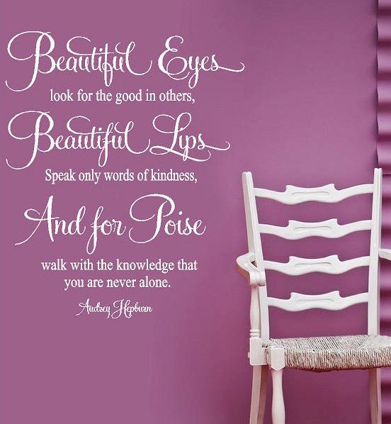 Audrey Hepburn- For Beautiful Eyes- Vinyl Lettering wall art words quotes graphics decals Art Home decor itswritteninvinyl