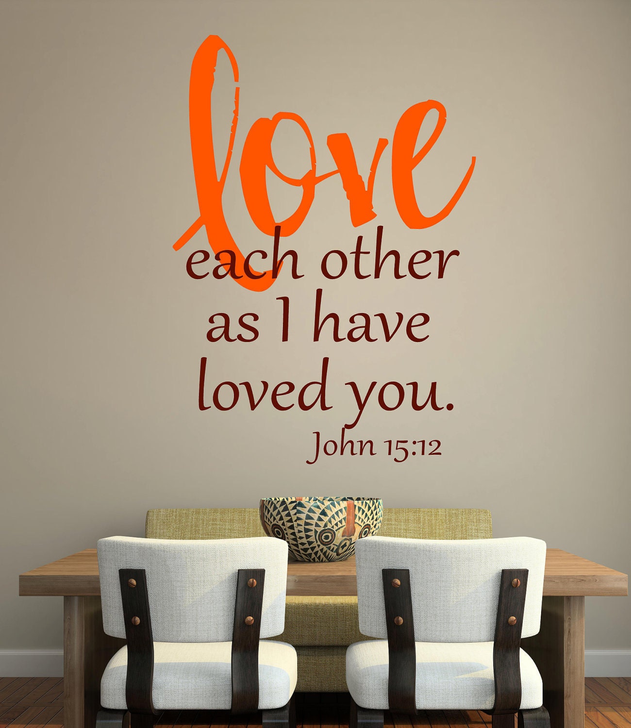 John 15:12- Bible - scripture- Vinyl Lettering wall words quotes graphics decals Art Home decor itswritteninvinyl