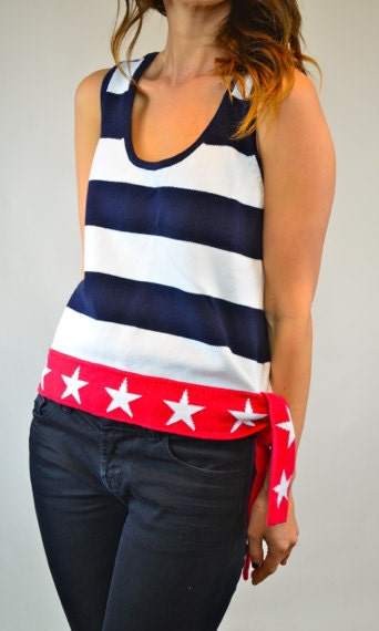 patriotic stars 'n' stripes american flag USA tank top, xs-medium
