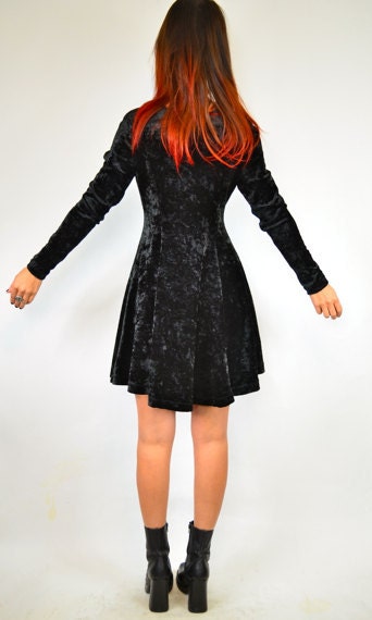 black velvet DARK DOLLY mini goth DELUXE grunge dress, extra small-small
